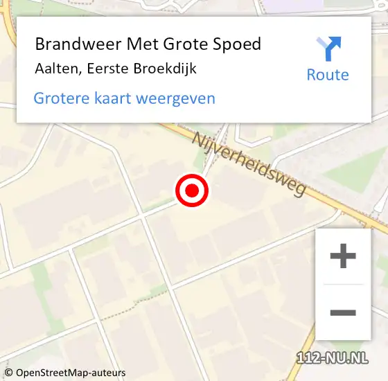 Locatie op kaart van de 112 melding: Brandweer Met Grote Spoed Naar Aalten, Eerste Broekdijk op 24 augustus 2018 14:34