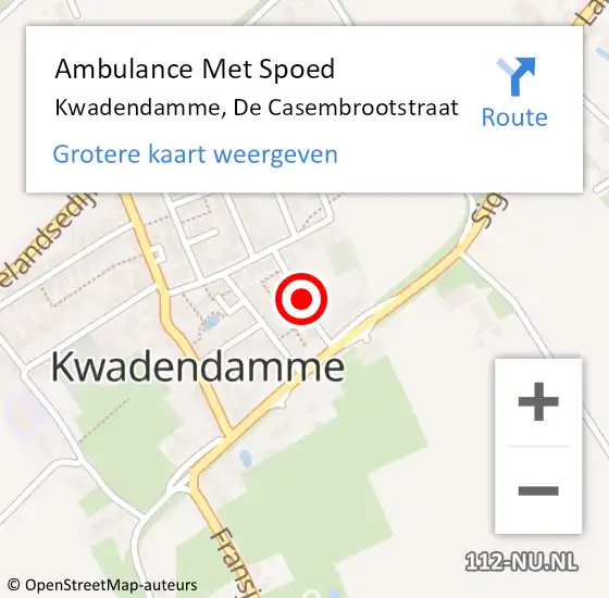 Locatie op kaart van de 112 melding: Ambulance Met Spoed Naar Kwadendamme, De Casembrootstraat op 24 augustus 2018 15:12