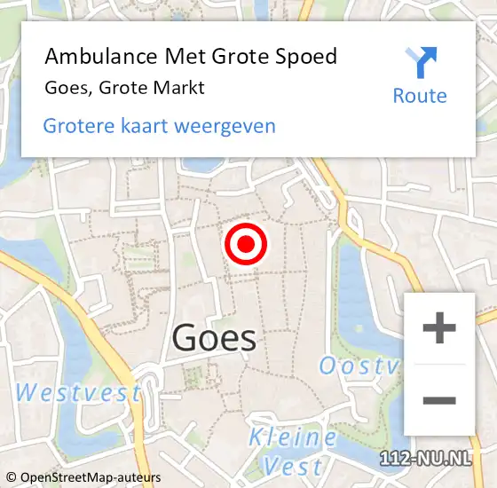 Locatie op kaart van de 112 melding: Ambulance Met Grote Spoed Naar Goes, Grote Markt op 24 augustus 2018 16:34
