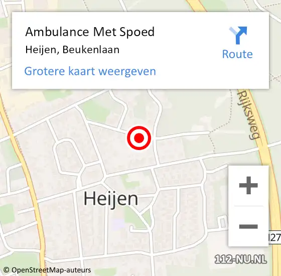 Locatie op kaart van de 112 melding: Ambulance Met Spoed Naar Heijen, Beukenlaan op 24 augustus 2018 20:11