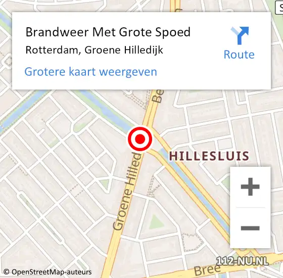 Locatie op kaart van de 112 melding: Brandweer Met Grote Spoed Naar Rotterdam, Groene Hilledijk op 24 augustus 2018 20:11
