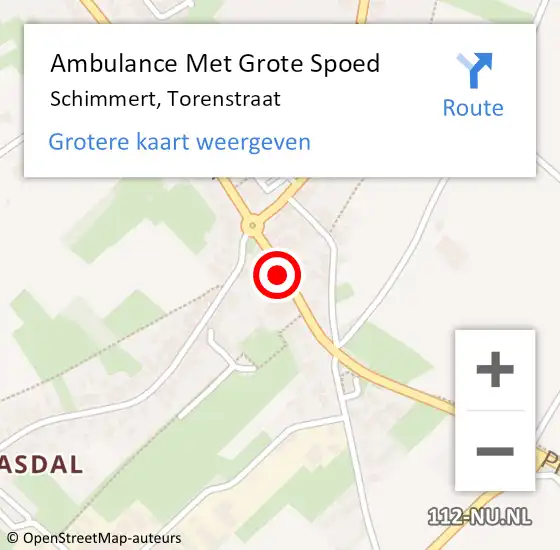 Locatie op kaart van de 112 melding: Ambulance Met Grote Spoed Naar Schimmert, Torenstraat op 7 maart 2014 01:43