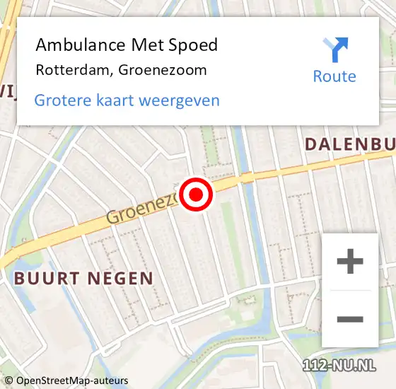 Locatie op kaart van de 112 melding: Ambulance Met Spoed Naar Rotterdam, Groenezoom op 25 augustus 2018 05:44