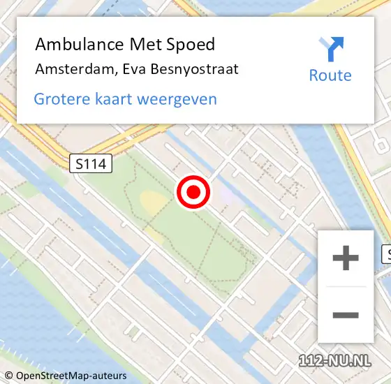 Locatie op kaart van de 112 melding: Ambulance Met Spoed Naar Amsterdam, Eva Besnyostraat op 25 augustus 2018 08:29