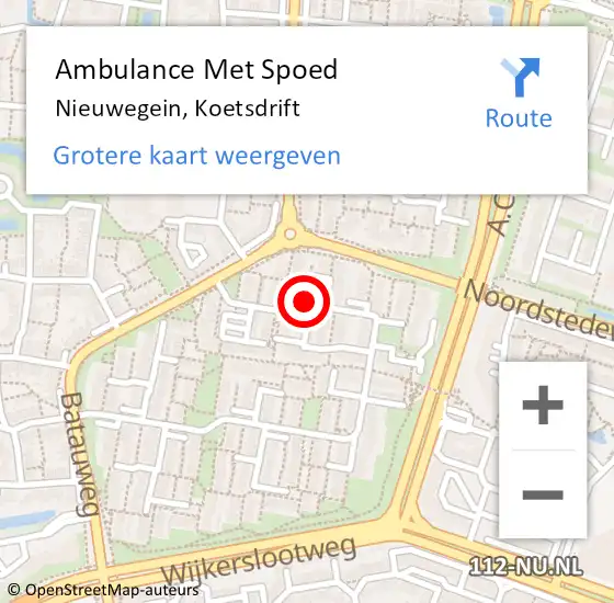 Locatie op kaart van de 112 melding: Ambulance Met Spoed Naar Nieuwegein, Koetsdrift op 25 augustus 2018 13:41