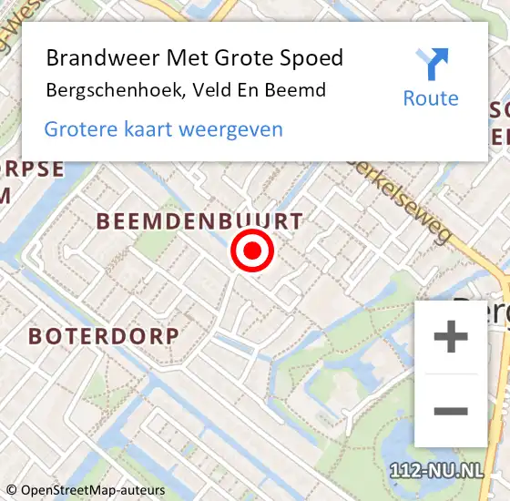 Locatie op kaart van de 112 melding: Brandweer Met Grote Spoed Naar Bergschenhoek, Veld En Beemd op 25 augustus 2018 17:33