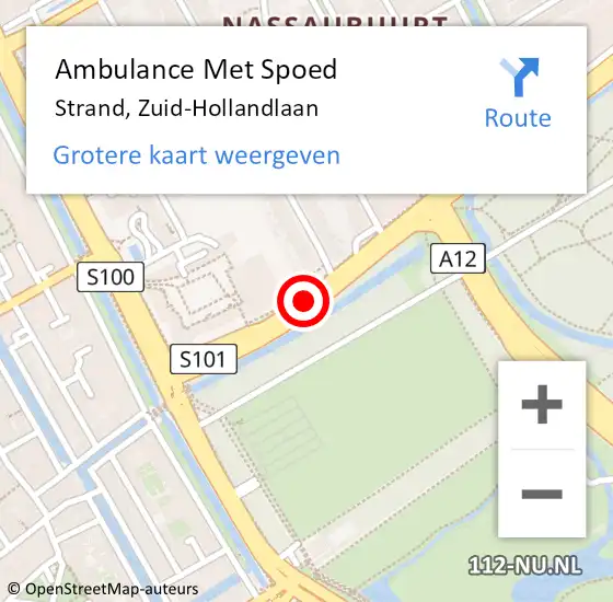 Locatie op kaart van de 112 melding: Ambulance Met Spoed Naar Strand, Zuid-Hollandlaan op 25 augustus 2018 19:15
