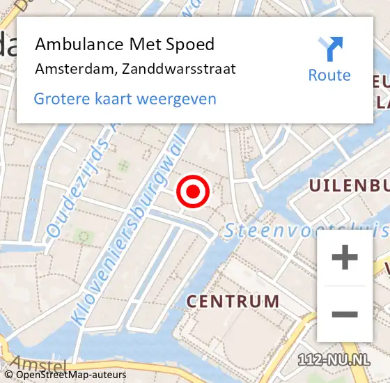 Locatie op kaart van de 112 melding: Ambulance Met Spoed Naar Amsterdam, Zanddwarsstraat op 26 augustus 2018 01:20