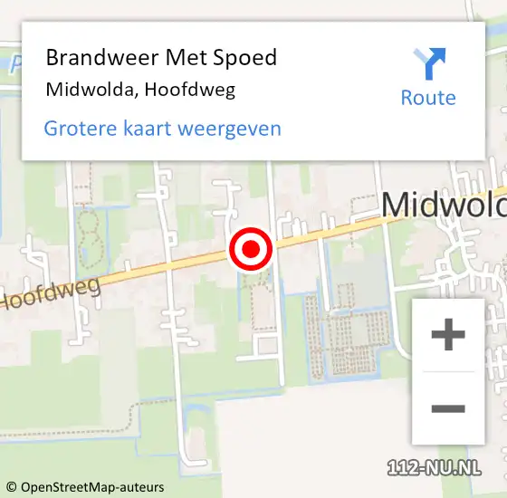 Locatie op kaart van de 112 melding: Brandweer Met Spoed Naar Midwolda, Hoofdweg op 26 augustus 2018 01:51