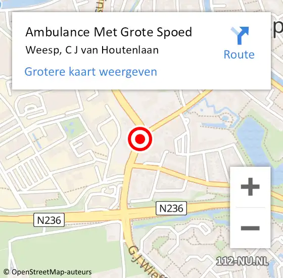 Locatie op kaart van de 112 melding: Ambulance Met Grote Spoed Naar Weesp, C J van Houtenlaan op 26 augustus 2018 02:01