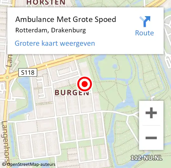 Locatie op kaart van de 112 melding: Ambulance Met Grote Spoed Naar Rotterdam, Drakenburg op 26 augustus 2018 09:28
