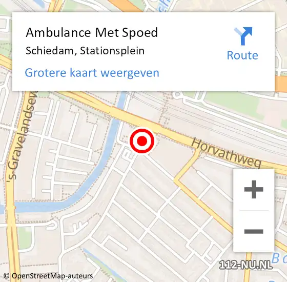 Locatie op kaart van de 112 melding: Ambulance Met Spoed Naar Schiedam, Stationsplein op 26 augustus 2018 12:47