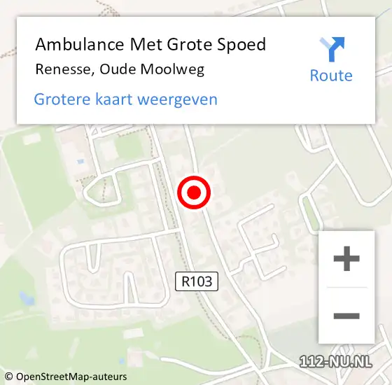 Locatie op kaart van de 112 melding: Ambulance Met Grote Spoed Naar Renesse, Oude Moolweg op 26 augustus 2018 12:56