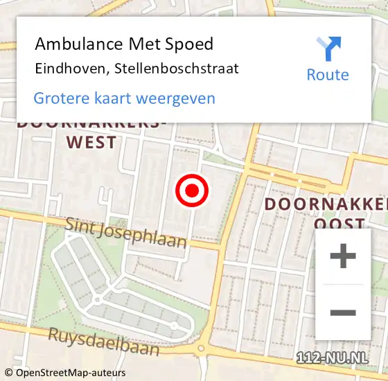 Locatie op kaart van de 112 melding: Ambulance Met Spoed Naar Eindhoven, Stellenboschstraat op 26 augustus 2018 14:47