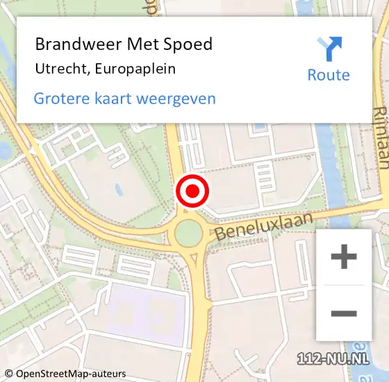 Locatie op kaart van de 112 melding: Brandweer Met Spoed Naar Utrecht, Europaplein op 27 augustus 2018 05:33