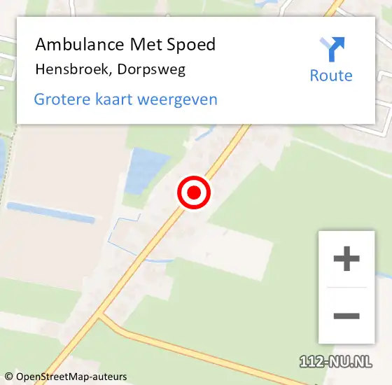 Locatie op kaart van de 112 melding: Ambulance Met Spoed Naar Hensbroek, Dorpsweg op 27 augustus 2018 11:05