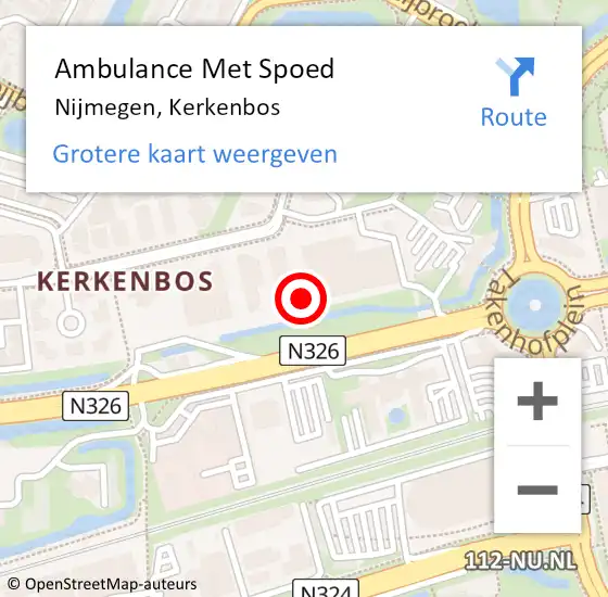 Locatie op kaart van de 112 melding: Ambulance Met Spoed Naar Nijmegen, Kerkenbos op 27 augustus 2018 11:31