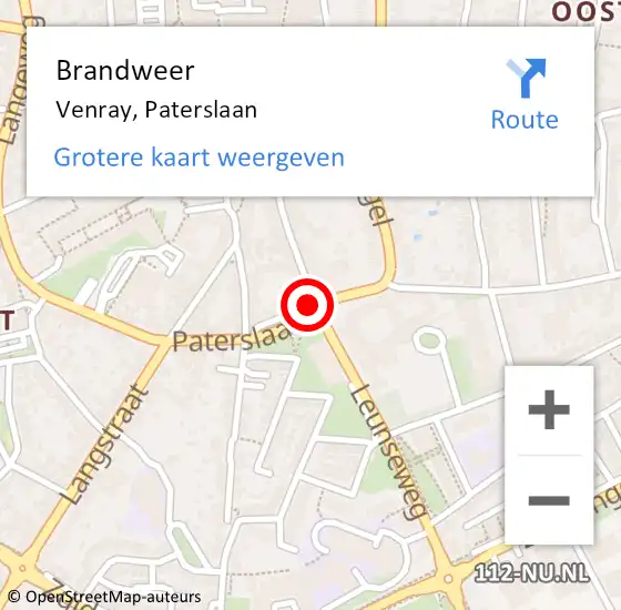 Locatie op kaart van de 112 melding: Brandweer Venray, Paterslaan op 7 maart 2014 09:40