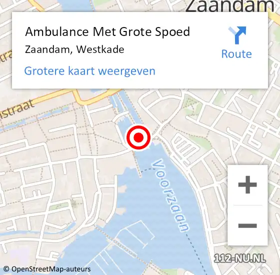 Locatie op kaart van de 112 melding: Ambulance Met Grote Spoed Naar Zaandam, Westkade op 27 augustus 2018 12:37