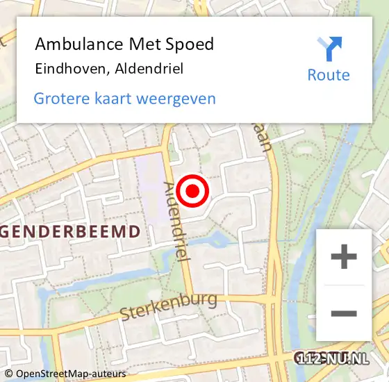 Locatie op kaart van de 112 melding: Ambulance Met Spoed Naar Eindhoven, Aldendriel op 27 augustus 2018 18:06