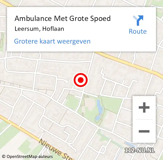 Locatie op kaart van de 112 melding: Ambulance Met Grote Spoed Naar Leersum, Hoflaan op 27 augustus 2018 19:54