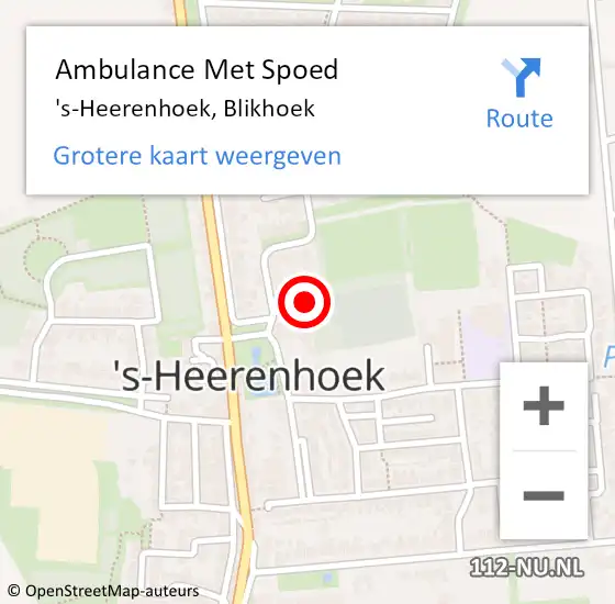 Locatie op kaart van de 112 melding: Ambulance Met Spoed Naar 's-Heerenhoek, Blikhoek op 28 augustus 2018 01:39