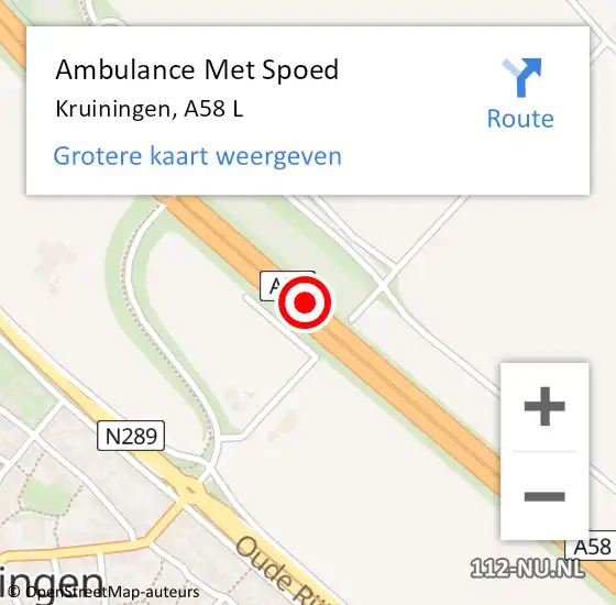 Locatie op kaart van de 112 melding: Ambulance Met Spoed Naar Kruiningen, A58 L op 28 augustus 2018 03:05