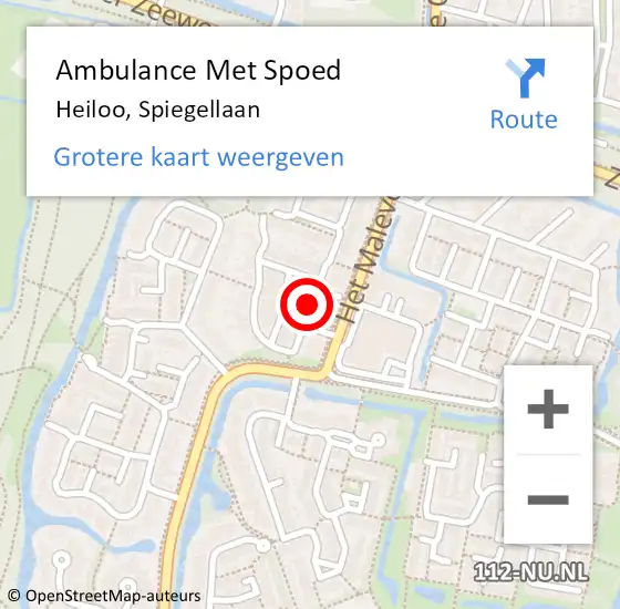 Locatie op kaart van de 112 melding: Ambulance Met Spoed Naar Heiloo, Spiegellaan op 28 augustus 2018 07:15