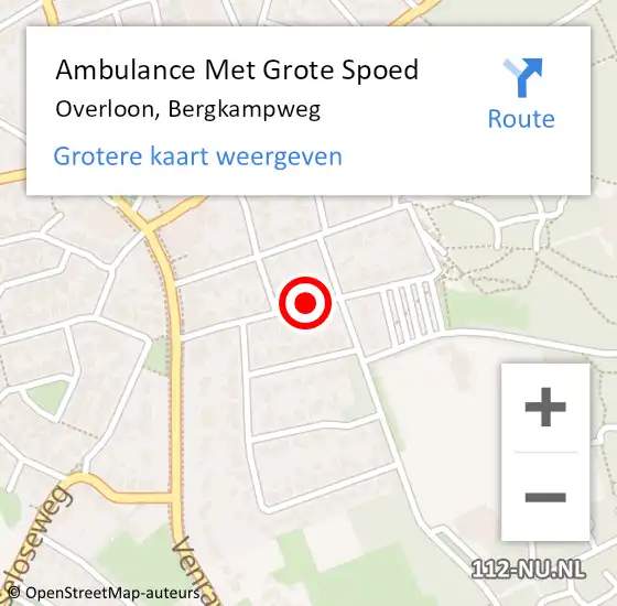 Locatie op kaart van de 112 melding: Ambulance Met Grote Spoed Naar Overloon, Bergkampweg op 28 augustus 2018 08:37