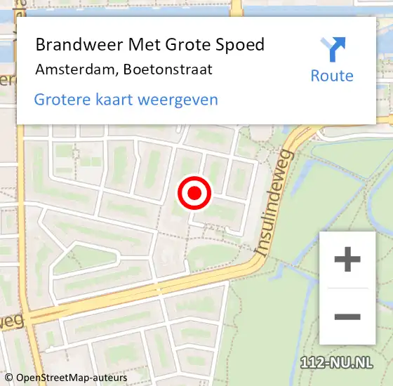 Locatie op kaart van de 112 melding: Brandweer Met Grote Spoed Naar Amsterdam, Boetonstraat op 28 augustus 2018 10:07