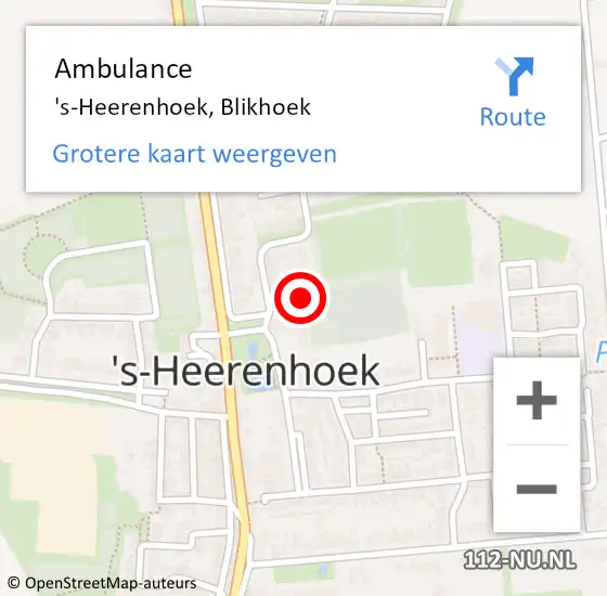 Locatie op kaart van de 112 melding: Ambulance 's-Heerenhoek, Blikhoek op 28 augustus 2018 11:00