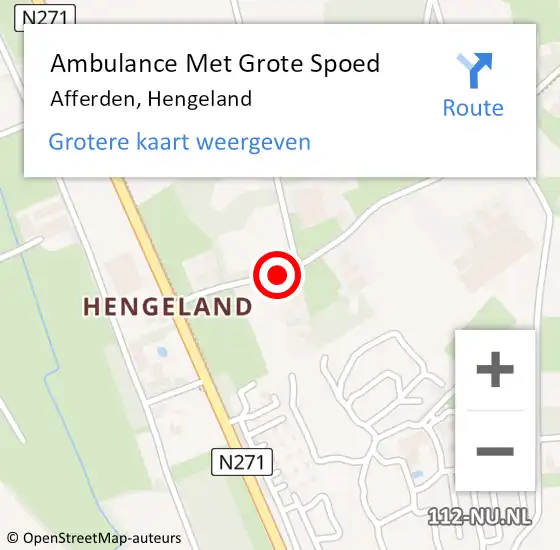 Locatie op kaart van de 112 melding: Ambulance Met Grote Spoed Naar Afferden, Hengeland op 28 augustus 2018 11:36