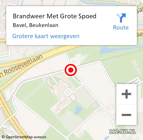 Locatie op kaart van de 112 melding: Brandweer Met Grote Spoed Naar Breda, Beukenlaan op 28 augustus 2018 13:16