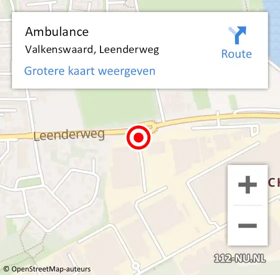 Locatie op kaart van de 112 melding: Ambulance Valkenswaard, Leenderweg op 28 augustus 2018 15:09