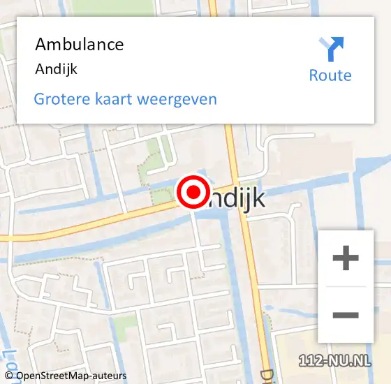 Locatie op kaart van de 112 melding: Ambulance Andijk op 28 augustus 2018 15:42