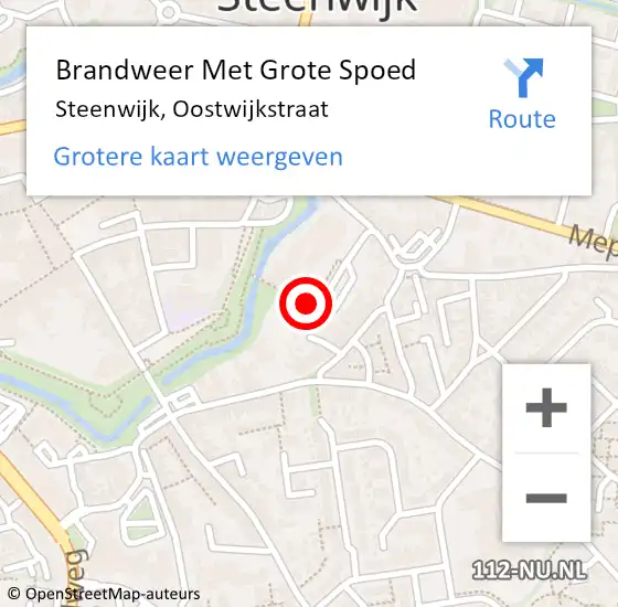 Locatie op kaart van de 112 melding: Brandweer Met Grote Spoed Naar Steenwijk, Oostwijkstraat op 28 augustus 2018 16:48