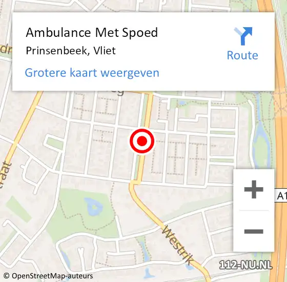 Locatie op kaart van de 112 melding: Ambulance Met Spoed Naar Prinsenbeek, Vliet op 28 augustus 2018 20:23