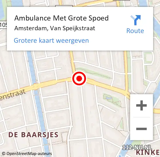 Locatie op kaart van de 112 melding: Ambulance Met Grote Spoed Naar Amsterdam, Van Speijkstraat op 29 augustus 2018 00:07