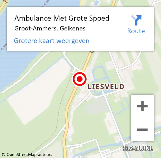 Locatie op kaart van de 112 melding: Ambulance Met Grote Spoed Naar Groot-Ammers, Gelkenes op 29 augustus 2018 00:54