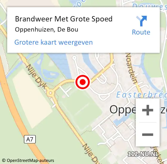 Locatie op kaart van de 112 melding: Brandweer Met Grote Spoed Naar Oppenhuizen, De Bou op 29 augustus 2018 02:37