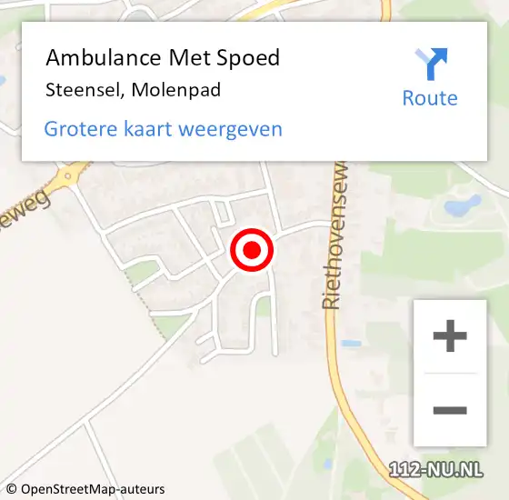 Locatie op kaart van de 112 melding: Ambulance Met Spoed Naar Steensel, Molenpad op 29 augustus 2018 08:57