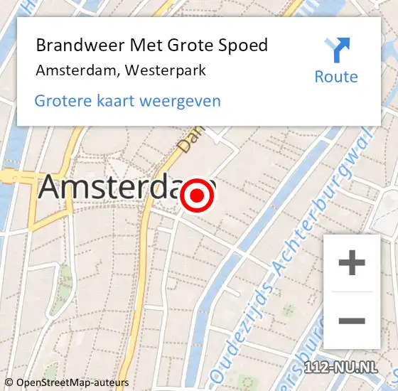 Locatie op kaart van de 112 melding: Brandweer Met Grote Spoed Naar Amsterdam, Westerpark op 29 augustus 2018 10:45