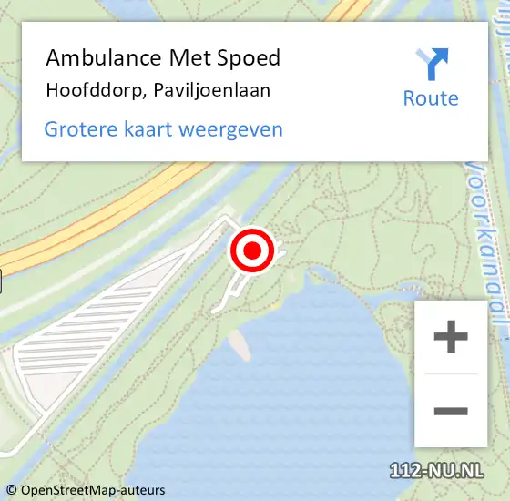Locatie op kaart van de 112 melding: Ambulance Met Spoed Naar Hoofddorp, Paviljoenlaan op 29 augustus 2018 11:40