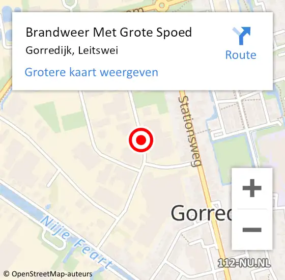 Locatie op kaart van de 112 melding: Brandweer Met Grote Spoed Naar Gorredijk, Leitswei op 29 augustus 2018 16:24
