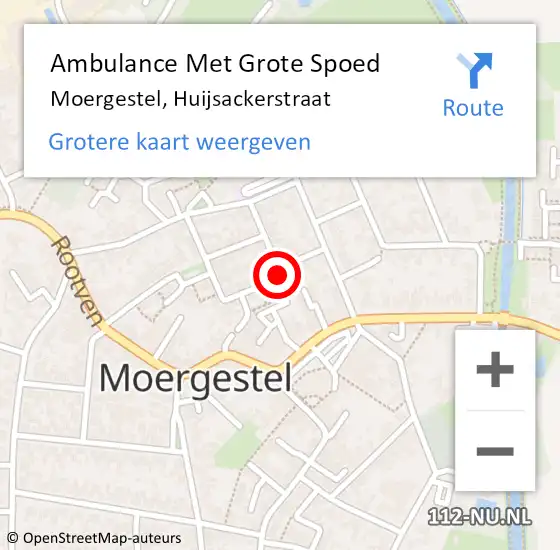Locatie op kaart van de 112 melding: Ambulance Met Grote Spoed Naar Moergestel, Huijsackerstraat op 29 augustus 2018 18:23