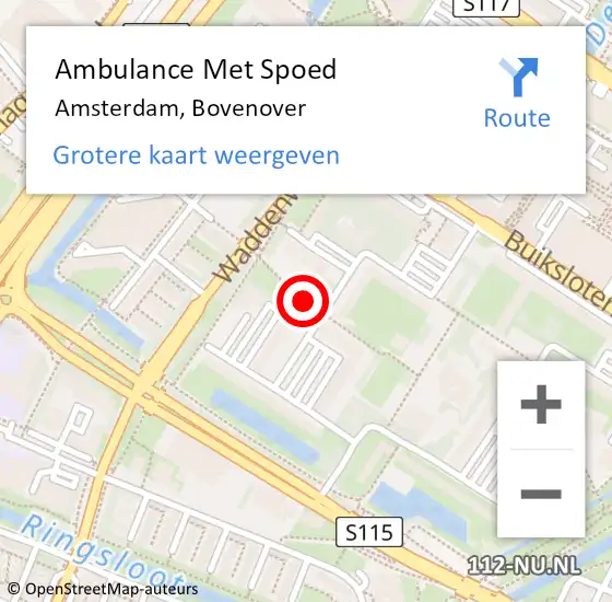 Locatie op kaart van de 112 melding: Ambulance Met Spoed Naar Amsterdam, Bovenover op 29 augustus 2018 19:05