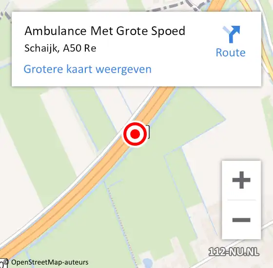 Locatie op kaart van de 112 melding: Ambulance Met Grote Spoed Naar Schaijk, A50 Re op 29 augustus 2018 21:12