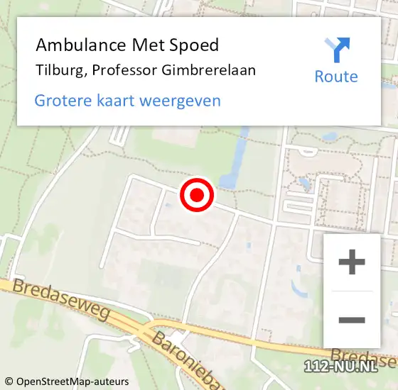 Locatie op kaart van de 112 melding: Ambulance Met Spoed Naar Tilburg, Professor Gimbrerelaan op 29 augustus 2018 23:41