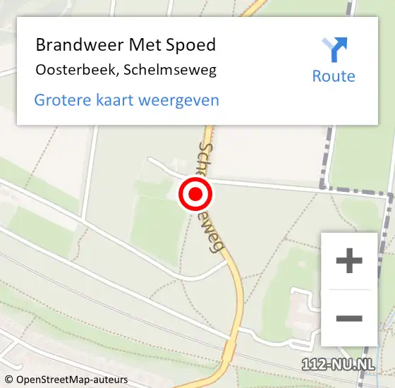 Locatie op kaart van de 112 melding: Brandweer Met Spoed Naar Oosterbeek, Schelmseweg op 30 augustus 2018 08:29