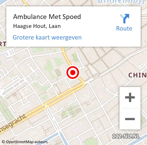 Locatie op kaart van de 112 melding: Ambulance Met Spoed Naar Haagse Hout, Laan op 30 augustus 2018 11:03